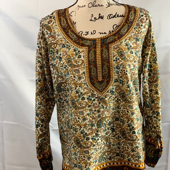 Sahiba Tops - Sahiba Silky Long Sleeve Round Neck Indian Design